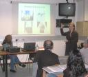 Giving a presentation on the media, Padua university, Italy